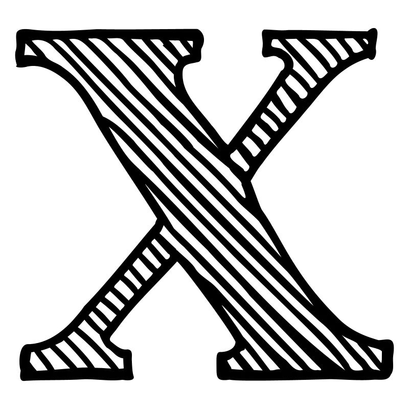 Buchstabe X Schraffiert