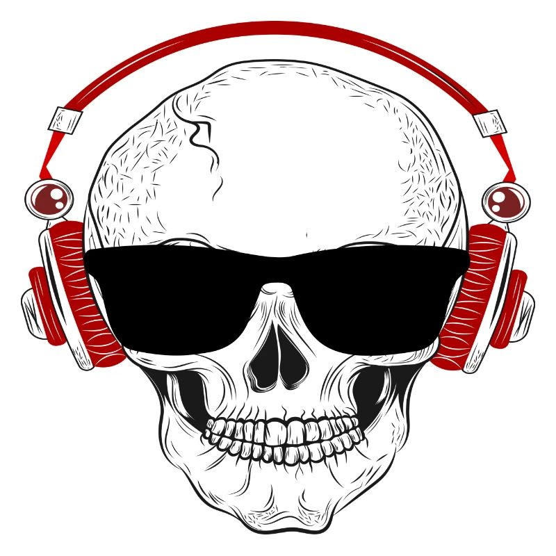 Totenkopf mit Kopfhörer