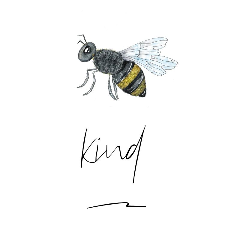 Hand-Drawn Bees Print "Bee Kind"