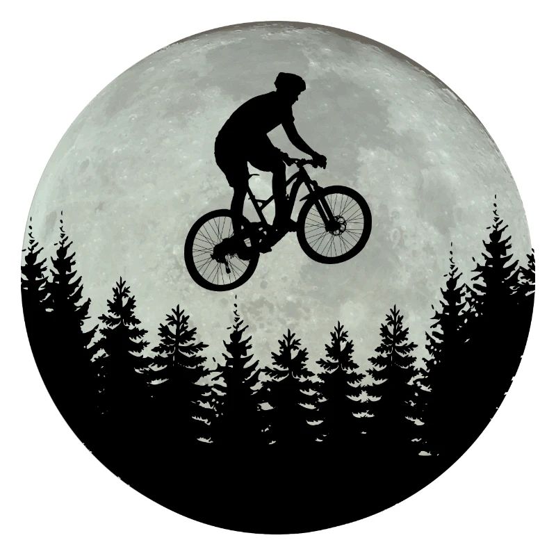 Les vététistes devant le vélo de lune