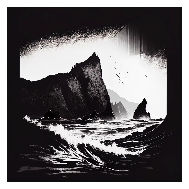 rough sea with cliffs