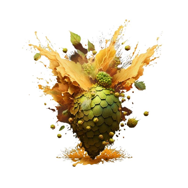 Hops explode and craft beer splashes