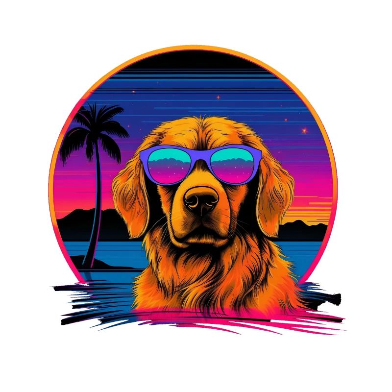 Golden Retriever Synthwave