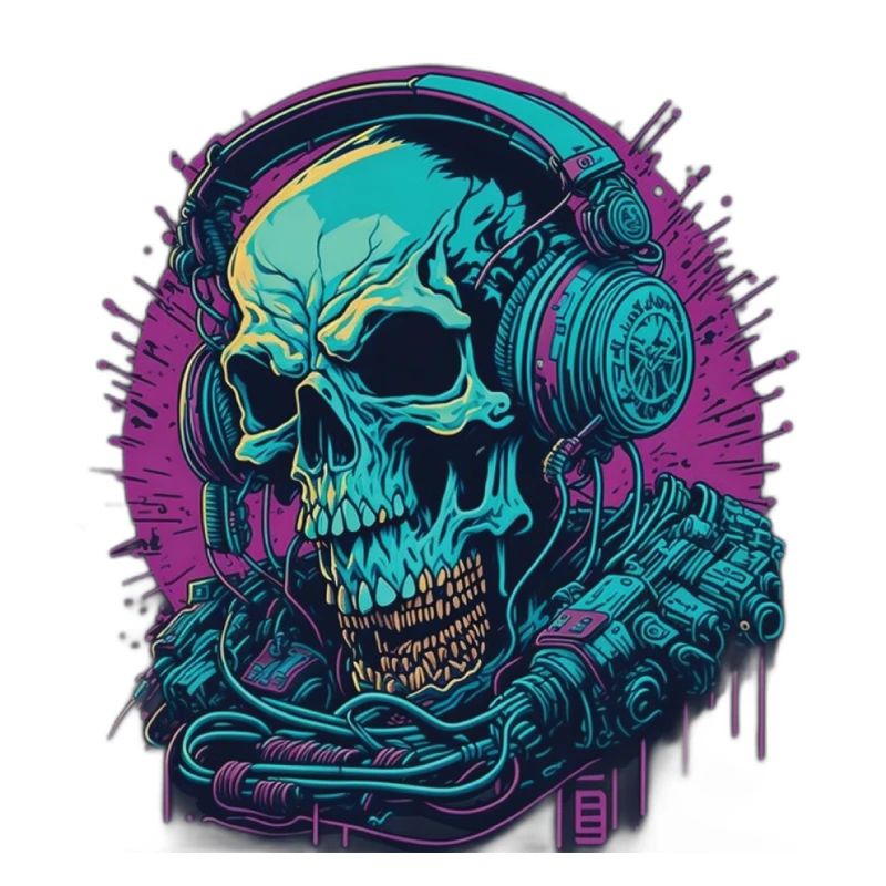 punk cyber schädel mit kopfhörer-design