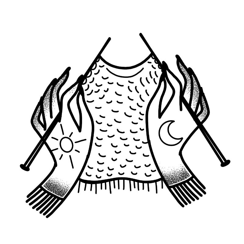 Witchcore tattoo Boho Knitting Hands