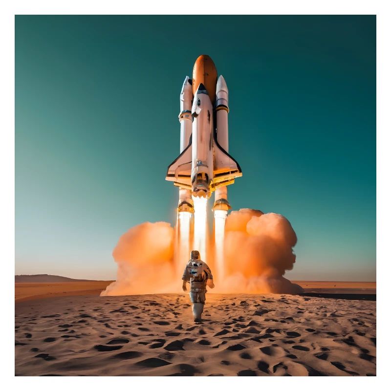 astronaut with rocket