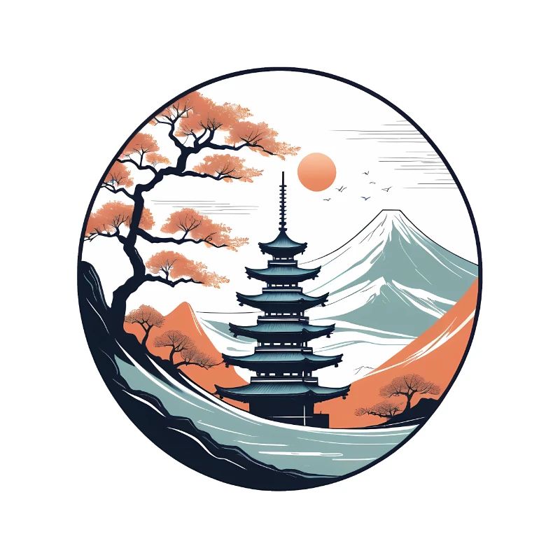 Zen Temple Sunset Serenity