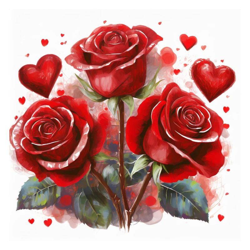 Rote Rosen mit Herzen