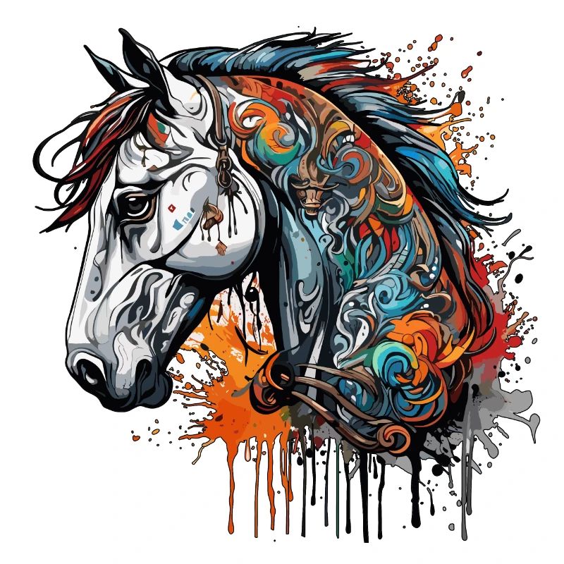 Tattoo / Tier / Kunst / cool / Comic / Pferd