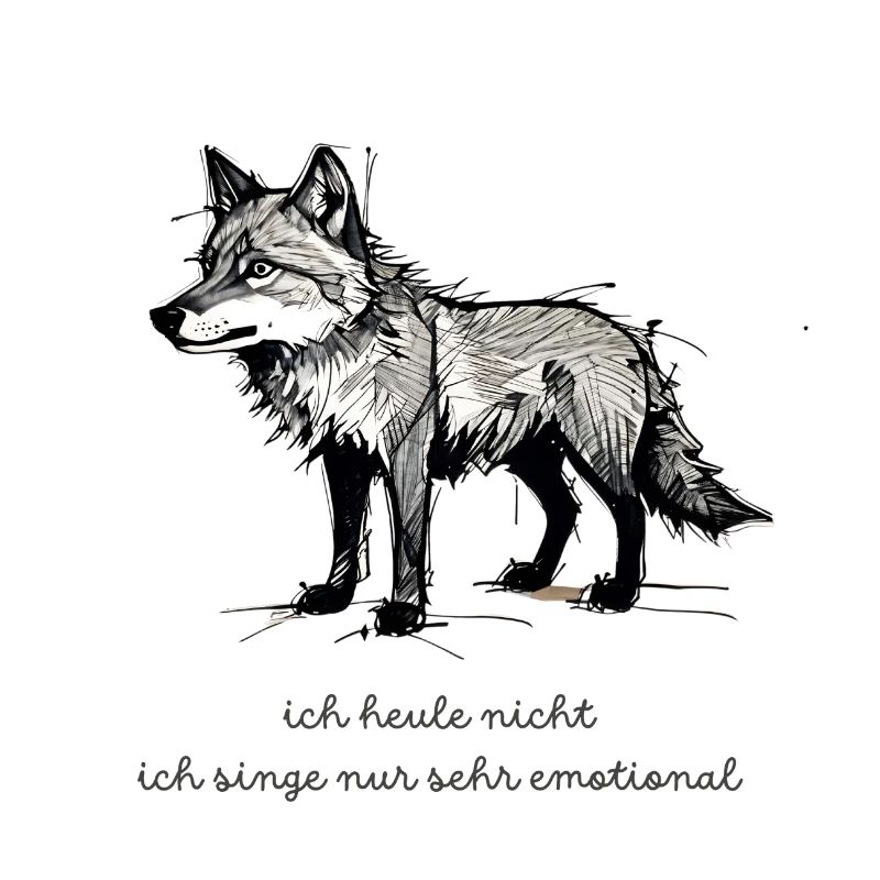 Wolf Spruch "I don't cry, I just sing very e