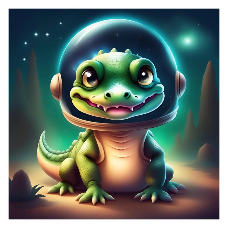 Bébé crocodile dans l’espace