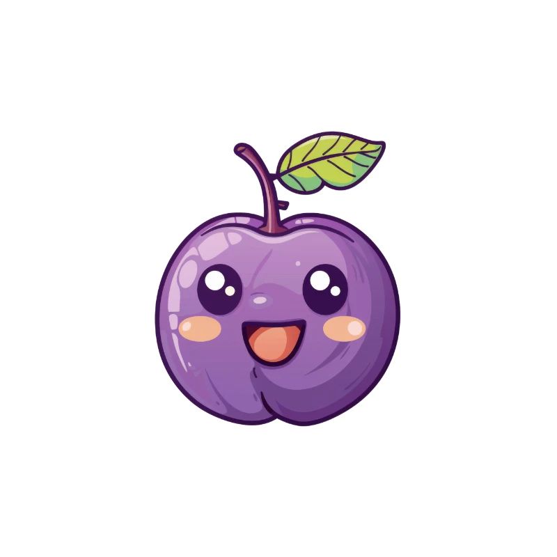 prune joyeuse dans le style de dessin animé violet