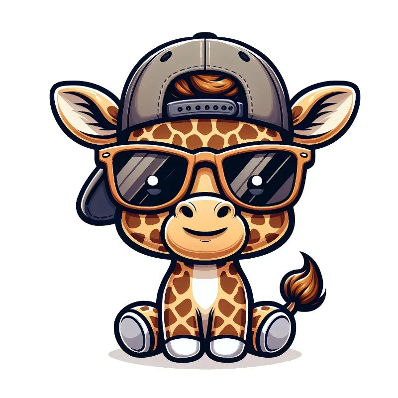 Giraffe with Basecap and Sunglasses