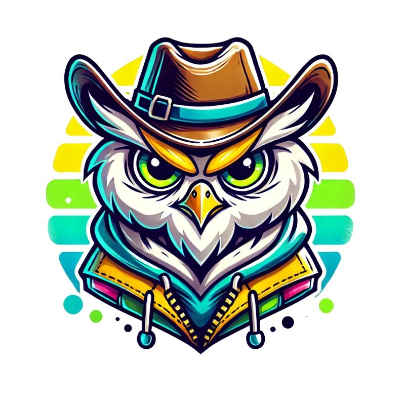 Ernste Cowboy Eule mit Cowboyhut