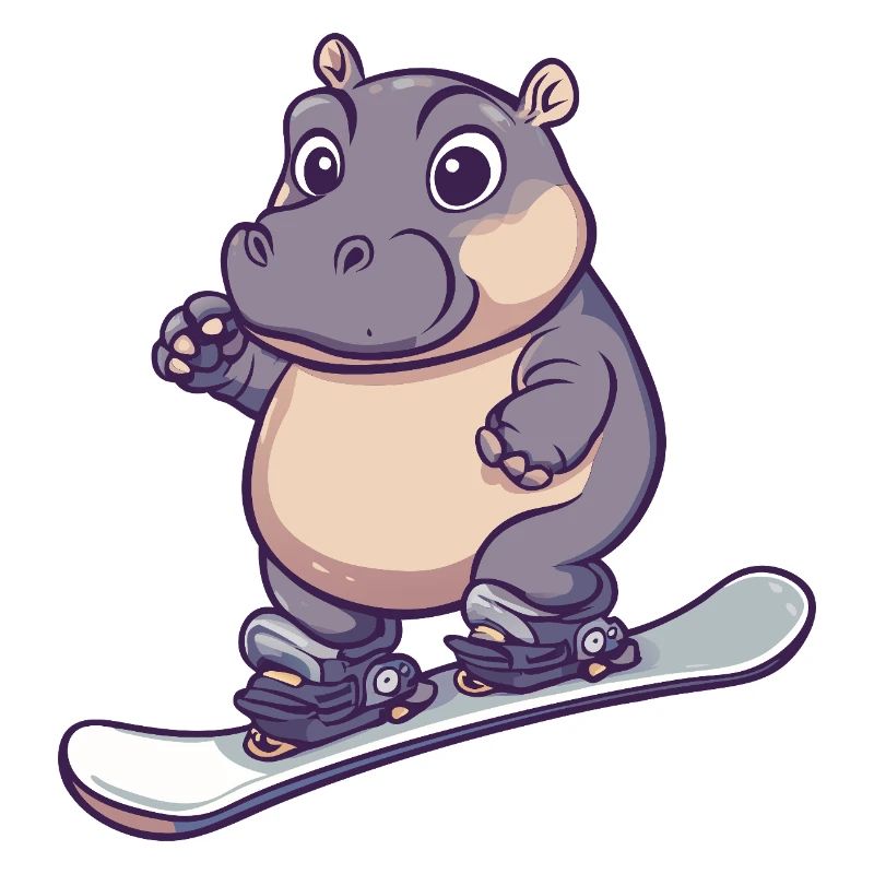 Hippos Nilfperd Snowboard Winter