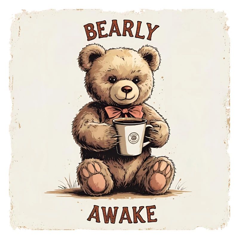 Bearly Awake – Retro Teddy mit Kaffee