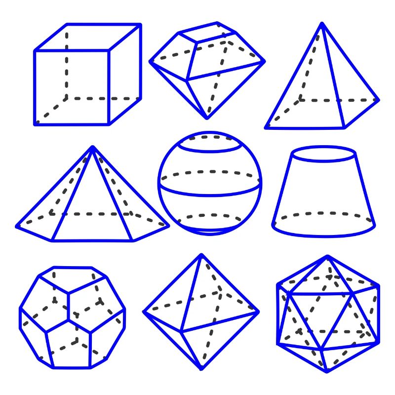 Mathe Figuren Blauer Stift