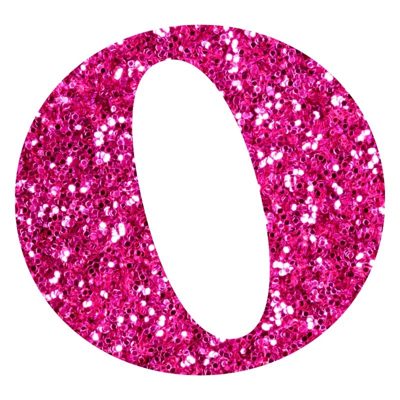 Letter o pink glitter