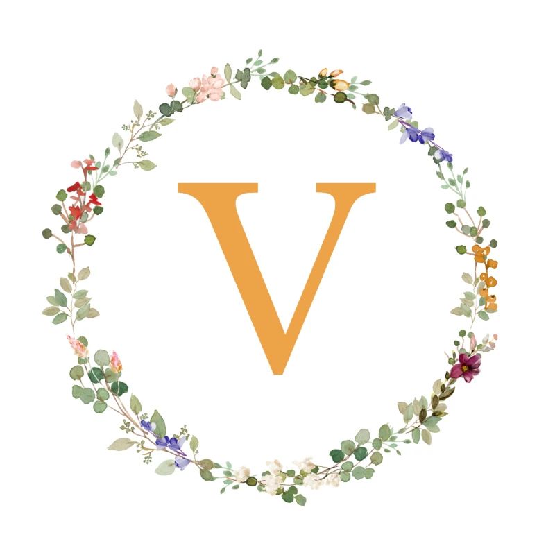 V Monogramm, Blumenkranz-Wildblumen
