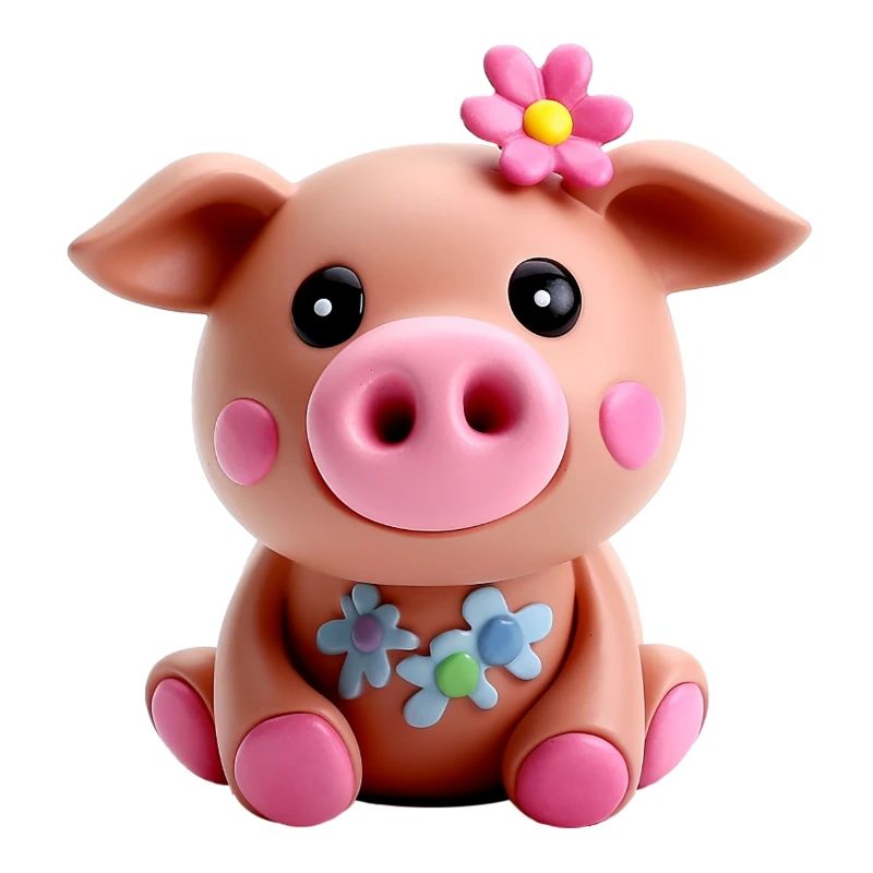Joli cochon en pâte à modeler avec fleur