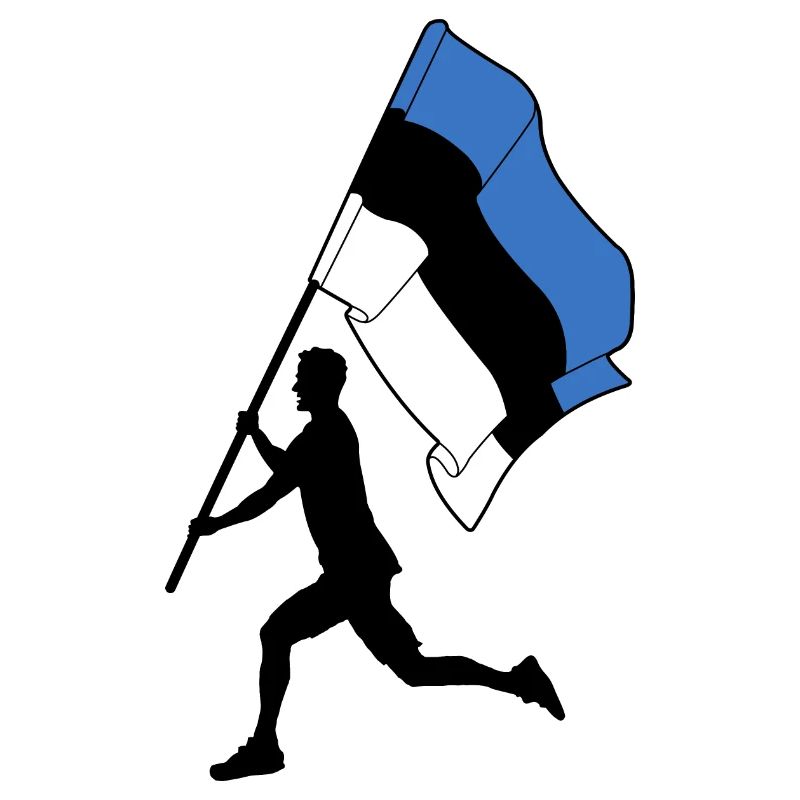 Flag Estonia man running