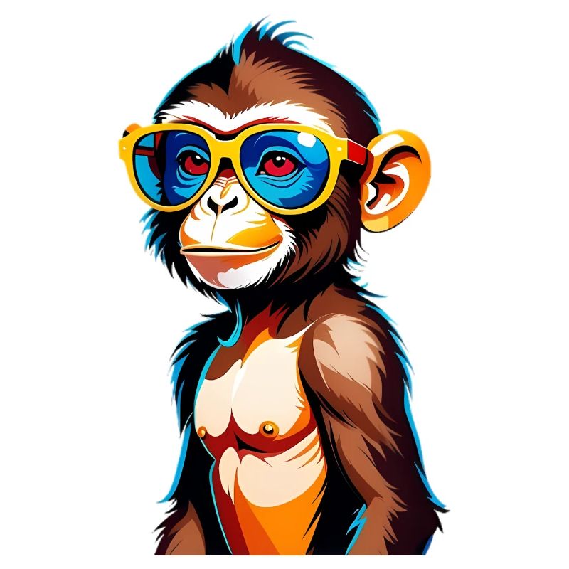 Kunterbunter Affe mit Retro-Sonnenbrille