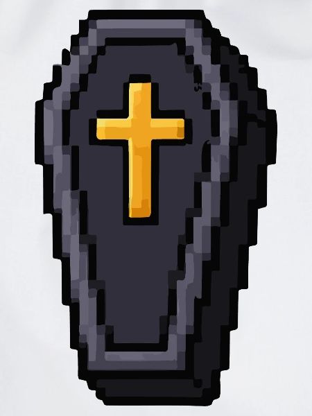 Pixel-Sarg mit goldenem Kreuz