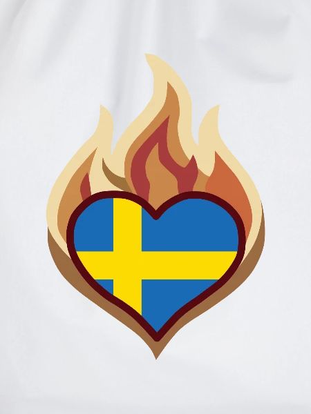 Sweden Flag Heart on Fire