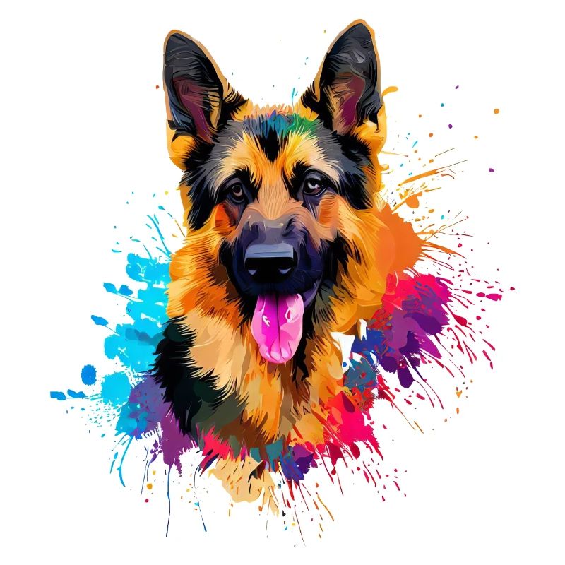 Deutscher Schäferhund Farbspritzer Kunstwerk