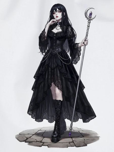 Gothic Hexenkönigin mit Stab