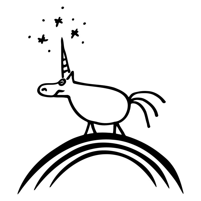 Lustiges Strichmännchen Einhorn Unicorn Regenbogen
