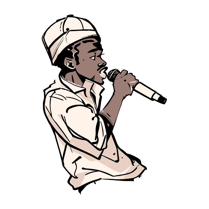 Rapper Holding a Microphone (Black)