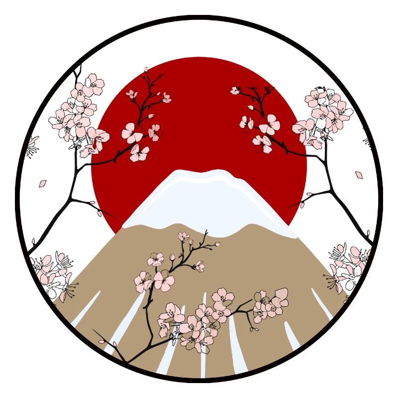 Mount Fuji mit Kirschblütenzweigen