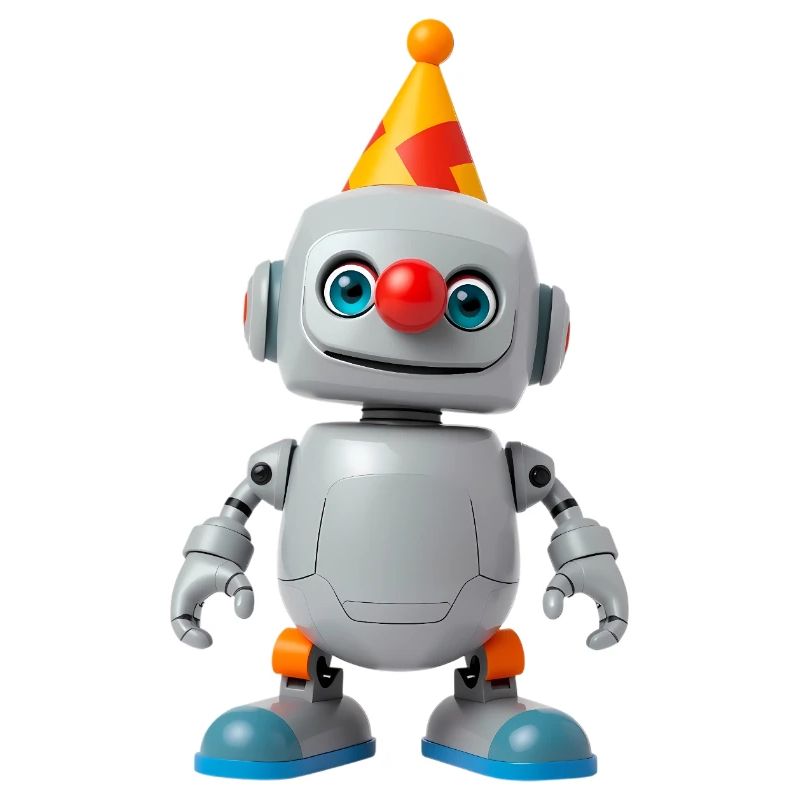 Little robot with party hat