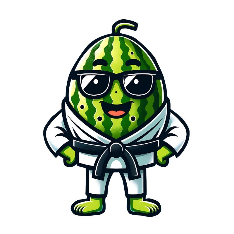 Karate Wassermelone mit Brille im Gi