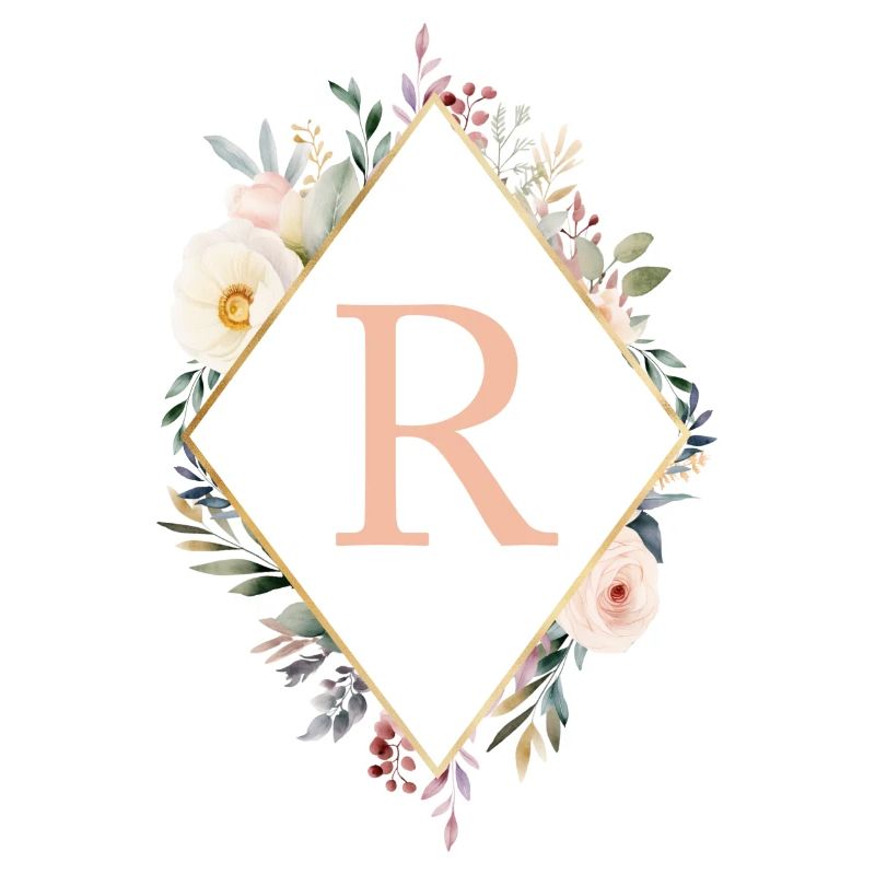 R Monogramm , Floral, Boho