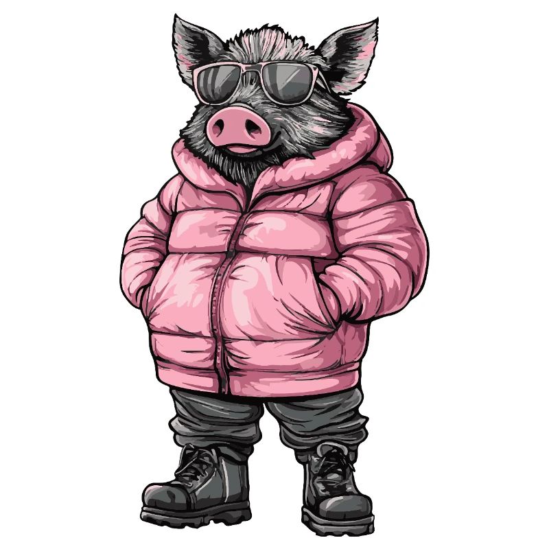 Wild Boar Cool Winter Pig