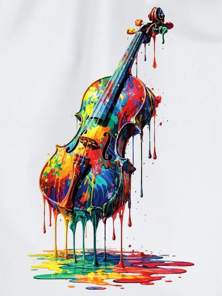 Violin with dripping paint