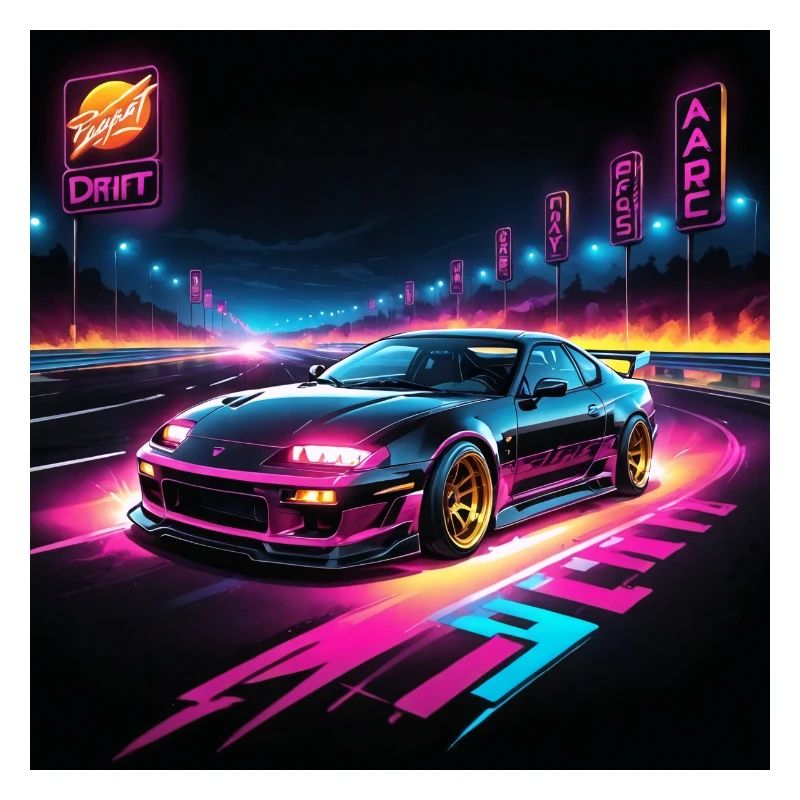 JDM Sportcar Tuning Neon Light Drift