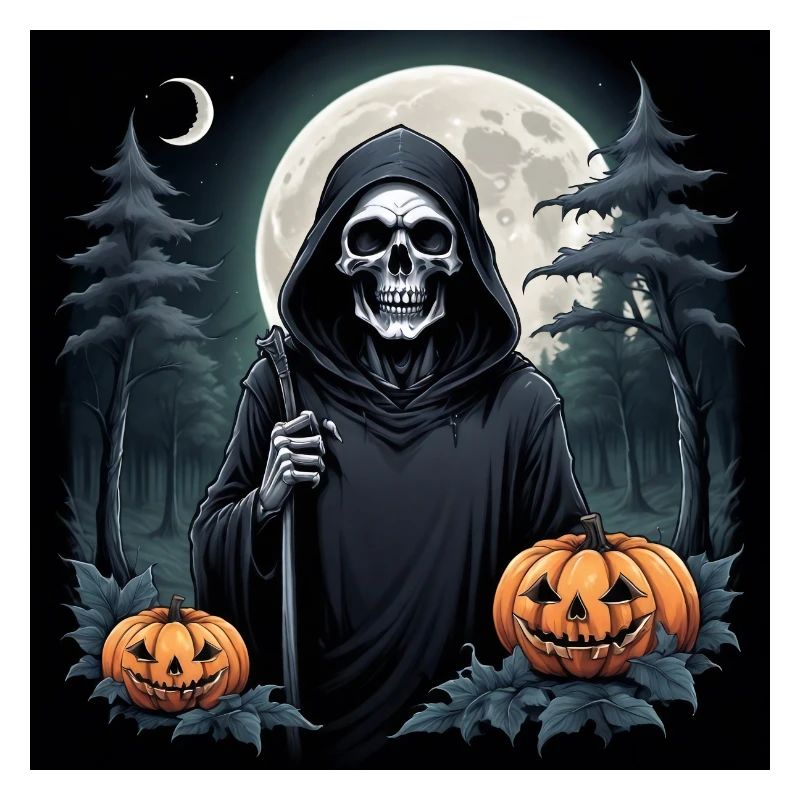 Grim Reaper Pumpkin Halloween Moon Costume Cemetery