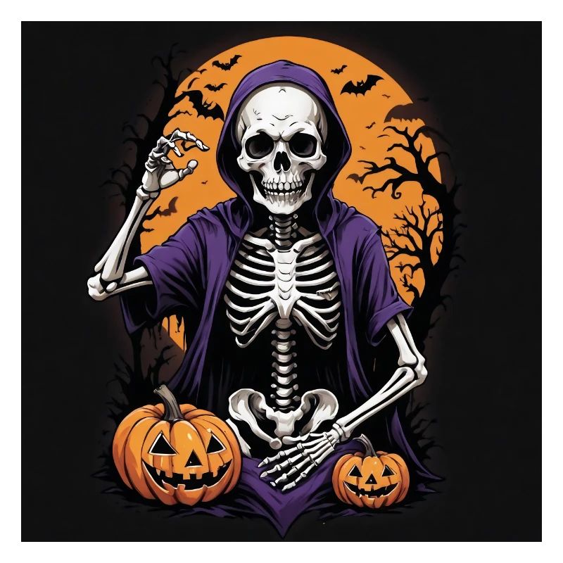 Skeleton Pumpkin Halloween Cemetery Moon Costume