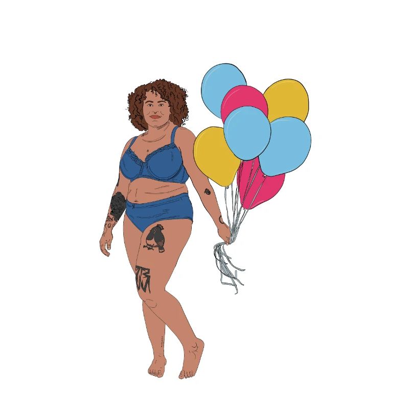 Frau mit Luftballons