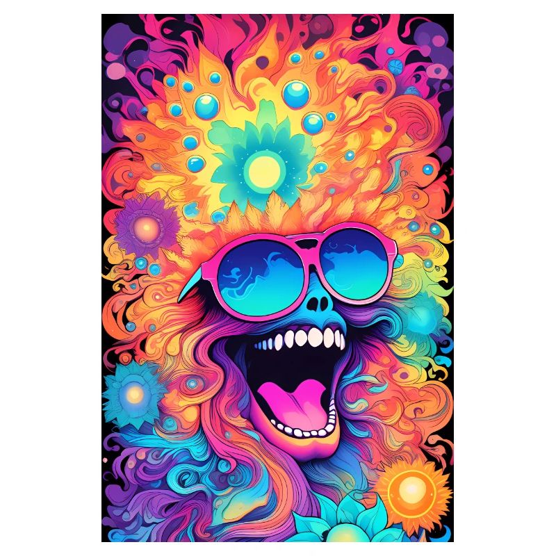 Psychedelic with laughing face, bright colors