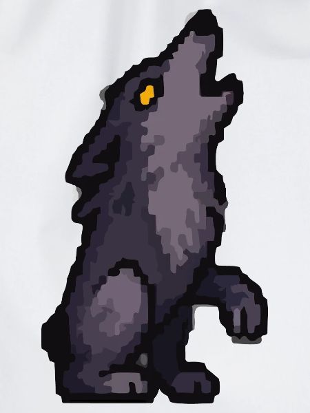 Mondwolf-Silhouette in Dunkler Palette