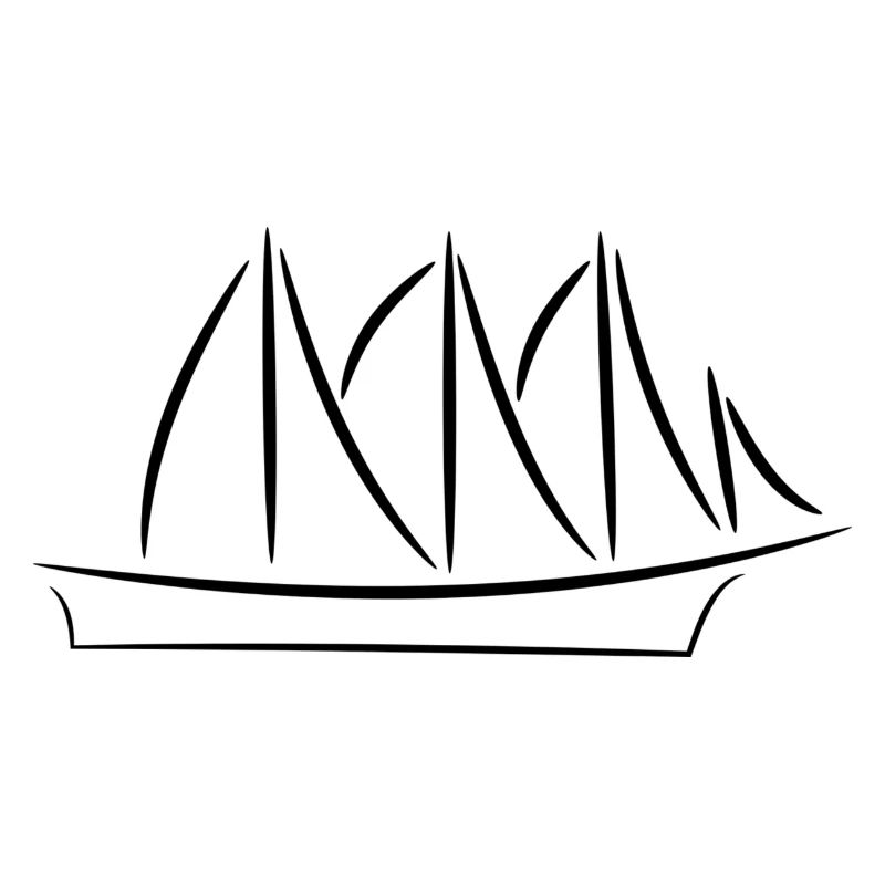 Drawn sailing ship