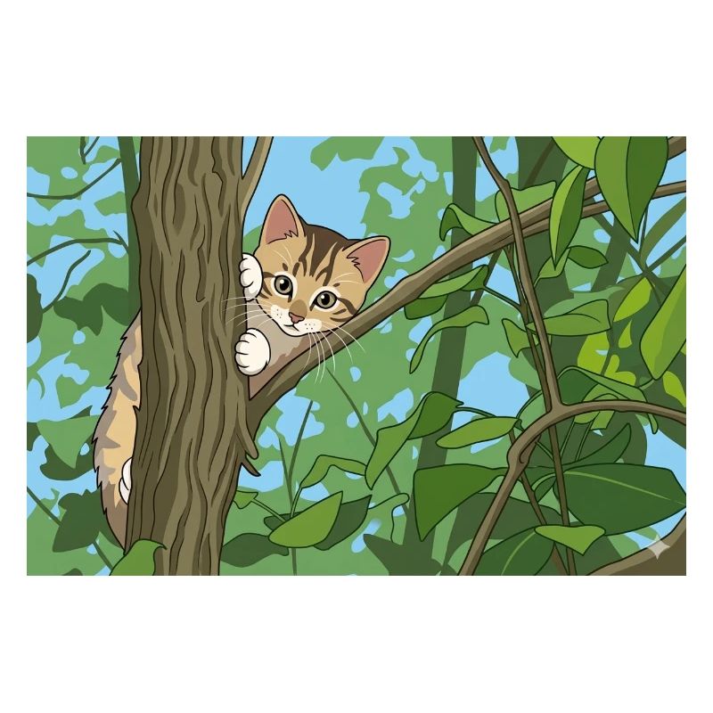 Chat explorant les branches