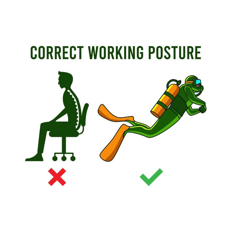 Proper working posture diver office diving