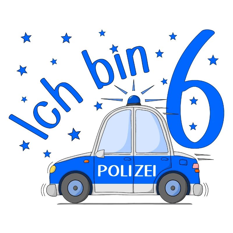 Polizeiauto Ich bin 6 Geburtstag Blau