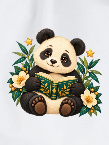 Panda-Leser unter Blumen