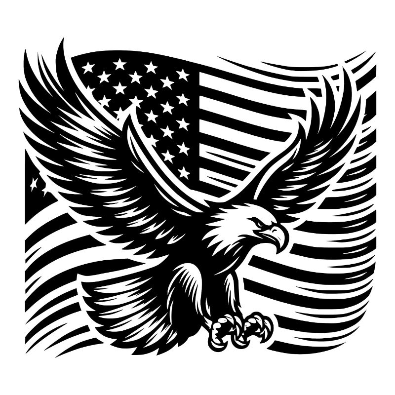 Grand aigle puissant devant le drapeau des États-Unis
